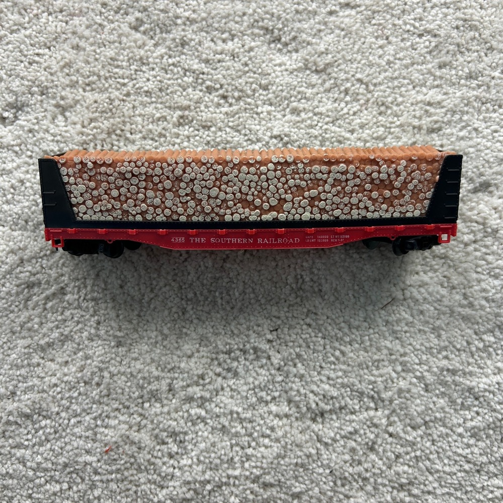 Vintage HO Scale Southern Railway 4365 Pulpwood Flatcar Log Load Model Train